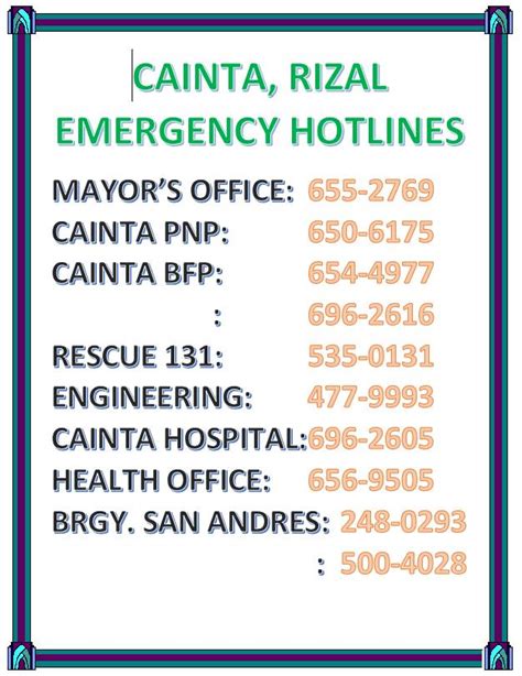 cainta hotline number